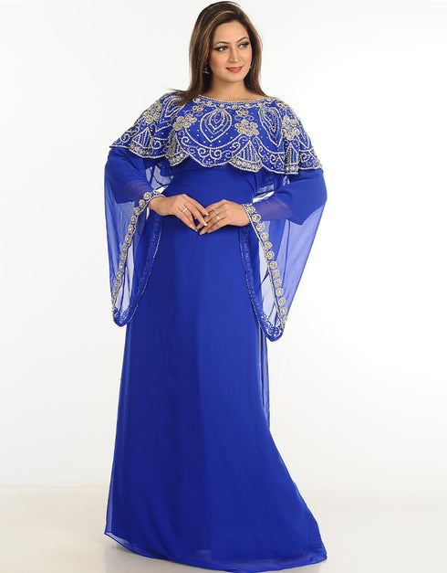Women Red Georgette Hand Zari Embroidery Kaftan