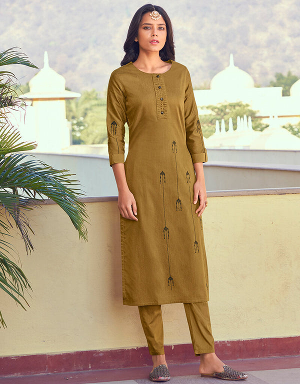 Mustard Roman Silk Pant Suit