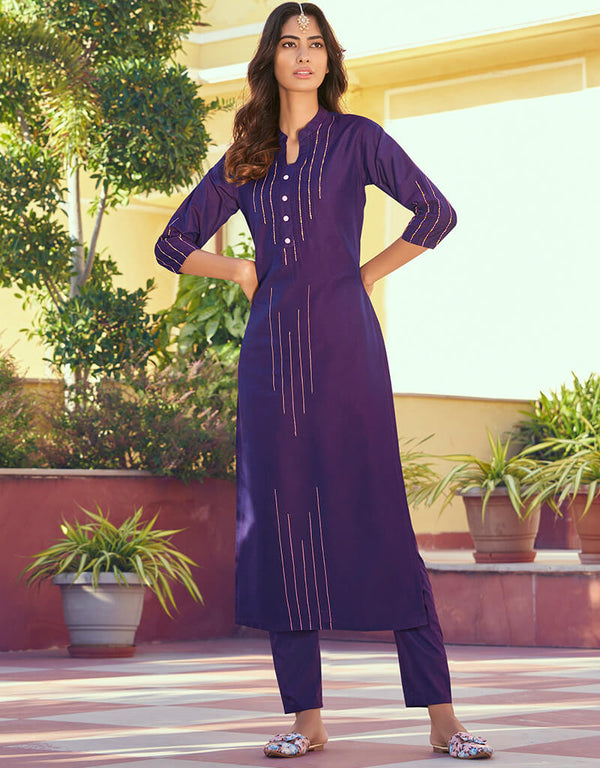 Purple Roman Silk Pant Suit