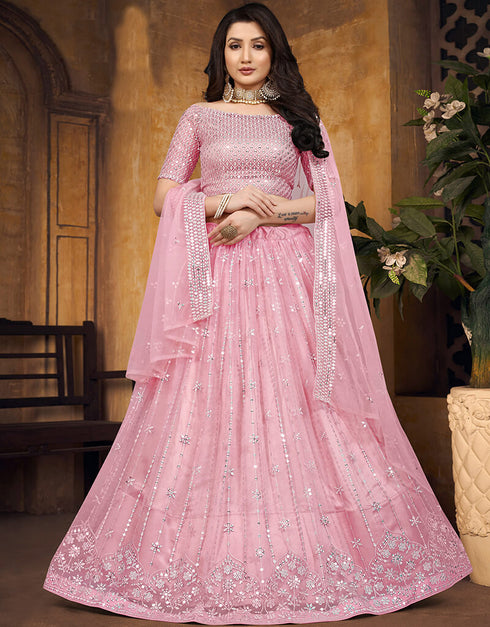 Pink Butterfly Net Lehenga Choli
