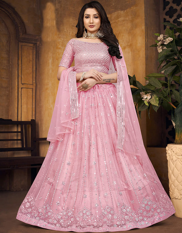 Pink Butterfly Net Lehenga Choli