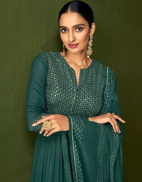 Rust Real Georgette Lehenga Suit Closure View