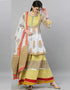 White And Yellow Pure Cotton Sharara Suit Closure View