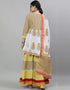 White And Yellow Pure Cotton Sharara Suit Back View