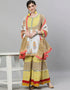 White And Yellow Pure Cotton Sharara Suit