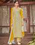 Yellow And White Rayon Pant Suit
