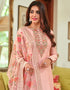 Rose Gold Viscose Silk Palazzo Salwar Suit Closure View