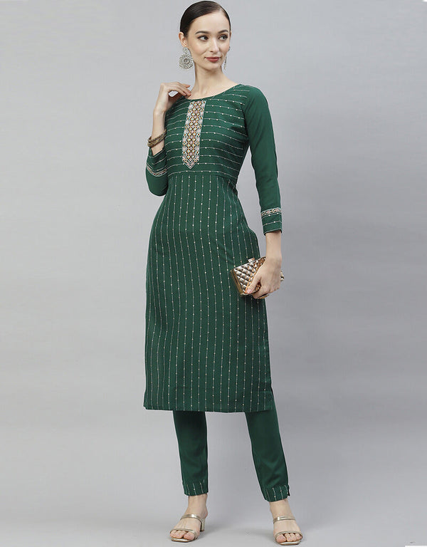 Green Ruby Silk Pant Salwar Kameez