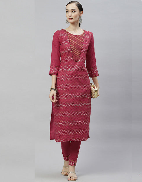 Dark Pink Ruby Silk Pant Salwar Kameez