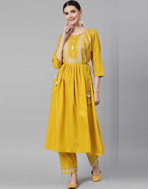 Yellow Ruby Cotton Sharara Suit