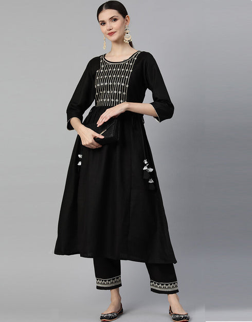 Black Ruby Cotton Sharara Suit