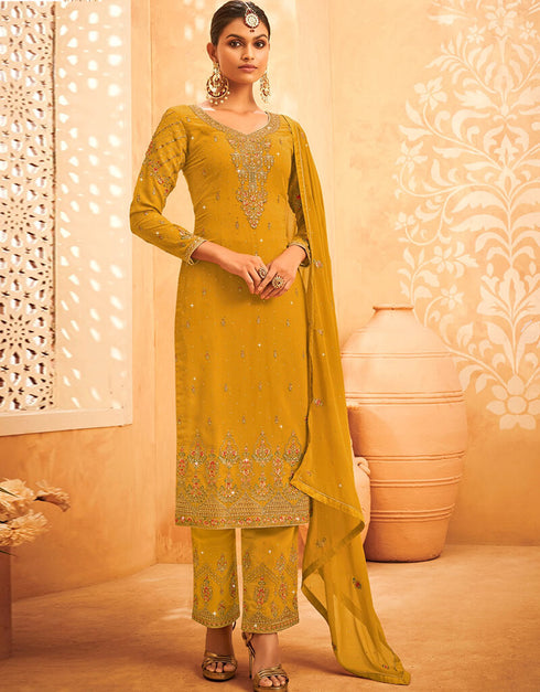 Yellow Georgette Palazzo Salwar Suit