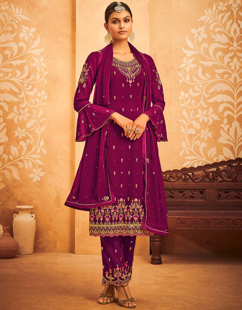 Purple Georgette Palazzo Salwar Suit