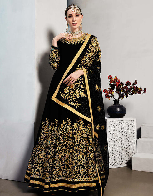 Black Real Georgette Pant Suit