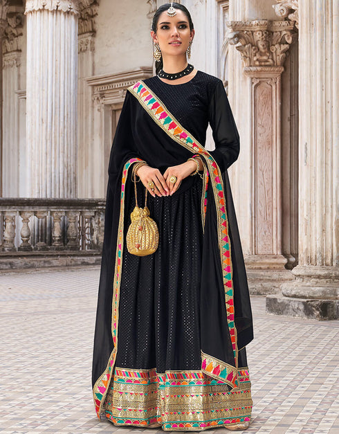 Black Real Georgette Pant Suit