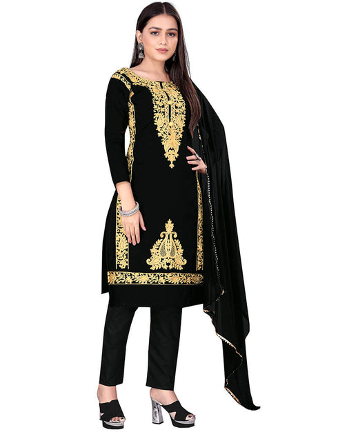 Black Cotton Pant Salwar Suits Closure View