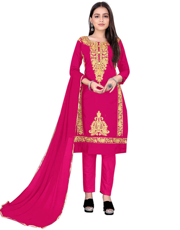 Pink Cotton Pant Salwar Suits