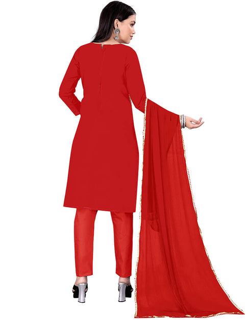 Red Cotton Pant Salwar Suits Back View