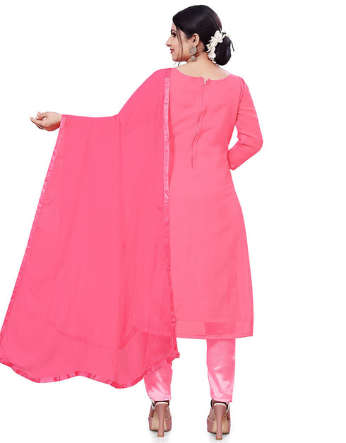Pink Georgette Pant Salwar Suits Back View