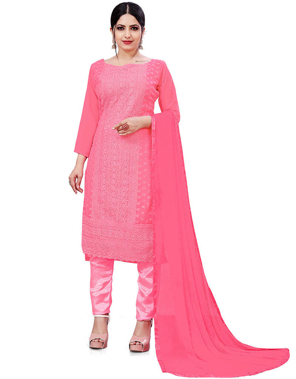 Pink Georgette Pant Salwar Suits