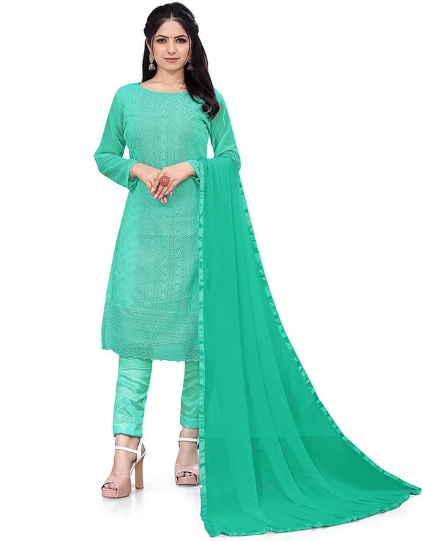 Light Green Georgette Pant Salwar Suits