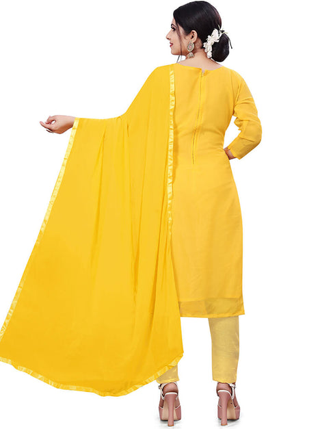 Yellow Georgette Pant Salwar Suits Back View