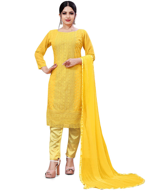 Yellow Georgette Pant Salwar Suits
