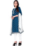 Blue Slub Cotton Pant Salwar Suits Closure View