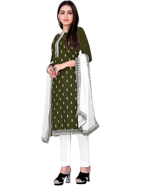 Green Slub Cotton Pant Salwar Suits Closure View