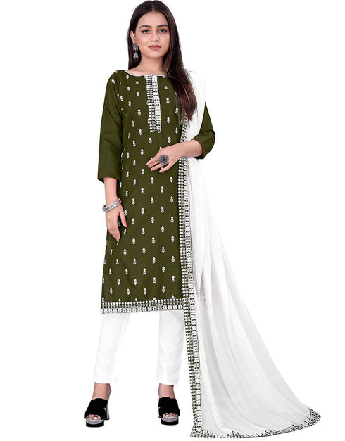 Green Slub Cotton Pant Salwar Suits