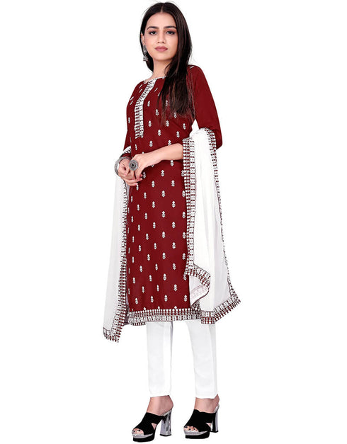 Red Slub Cotton Pant Salwar Suits Closure View
