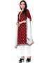 Red Slub Cotton Pant Salwar Suits Closure View