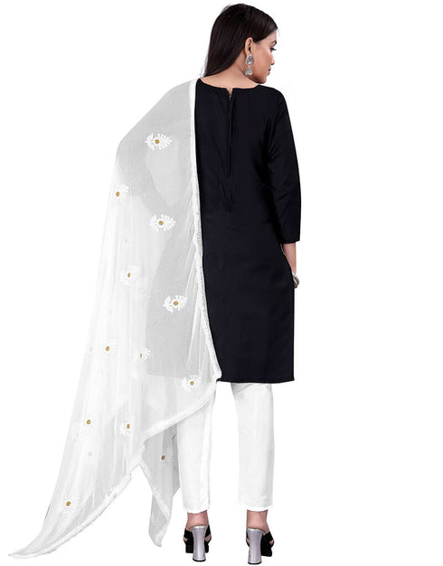 Black Cotton Pant Salwar Suits Back View