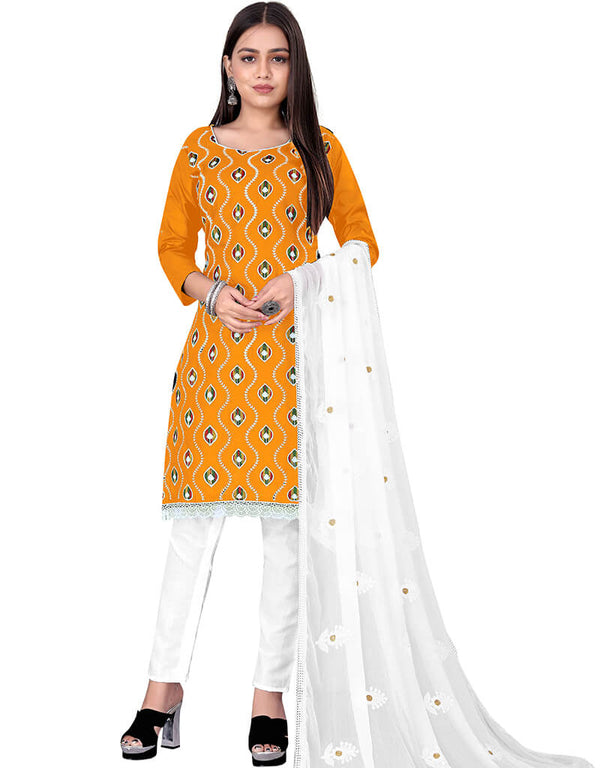 Yellow Cotton Pant Salwar Suits