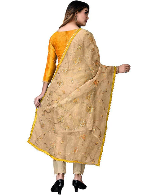 Mustard Modal Chanderi Cotton Pant Salwar Suits Back View
