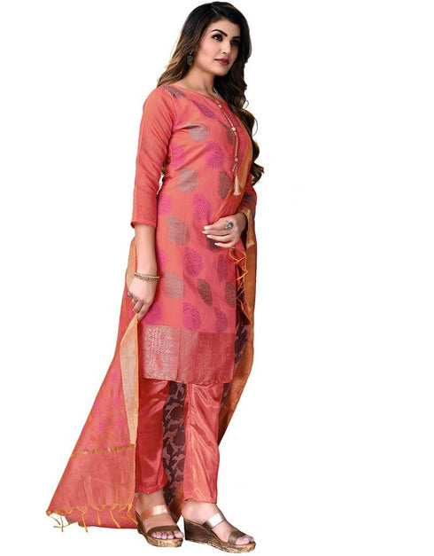 Rose Gold Banarasi Jacquard Pant Salwar Suits Closure View