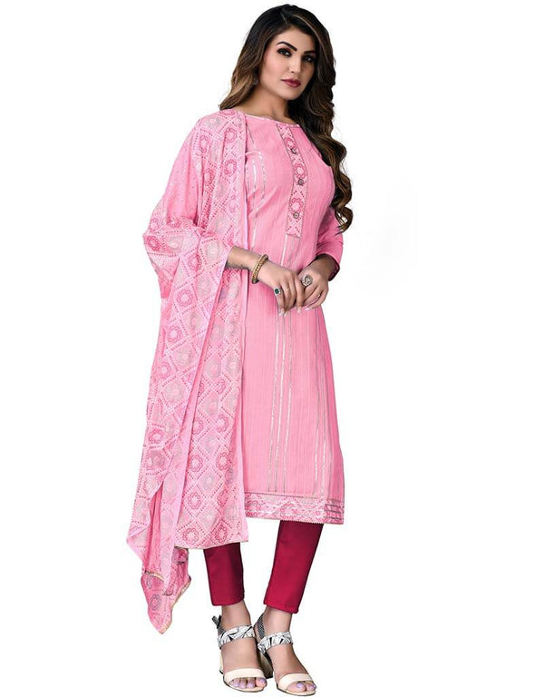 Light Pink Cotton Pant Salwar Suits
