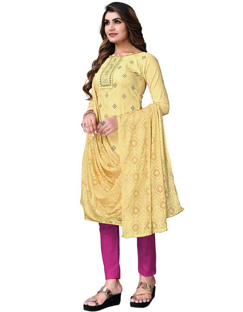 Light Mustard Cotton Pant Salwar Suits Closure View