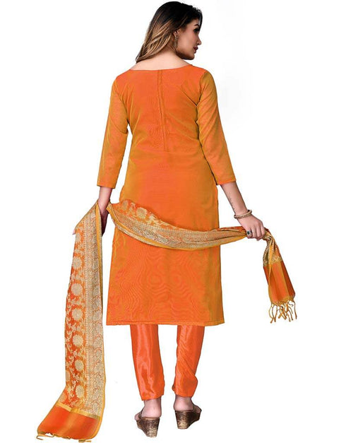 Orange Banarasi Jacquard Pant Salwar Suits Back View