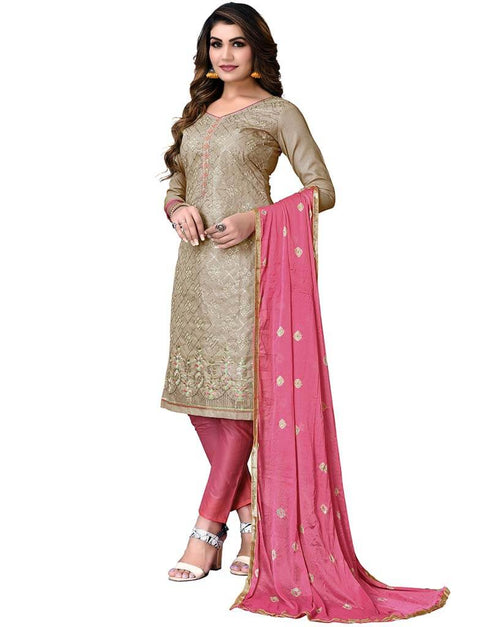 Light Coffee Cotton Pant Salwar Suits Closure View