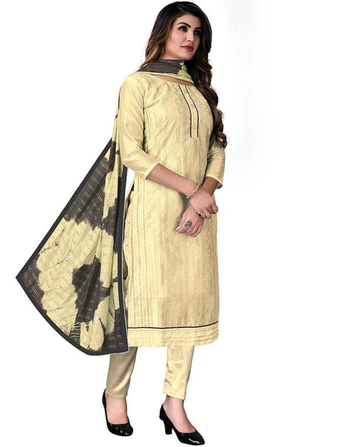 Beige Modal Chanderi Pant Salwar Suits Closure View