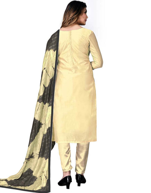 Beige Modal Chanderi Pant Salwar Suits Back View