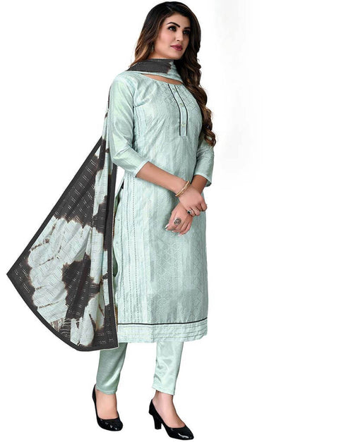 Light Blue Modal Chanderi Pant Salwar Suits Closure View