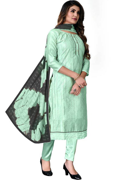 Mint Modal Chanderi Pant Salwar Suits Closure View