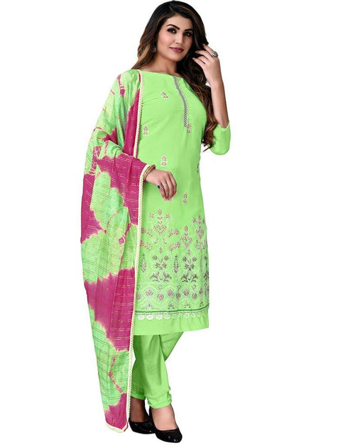 Light Green Georgette Pant Salwar Suits Closure View