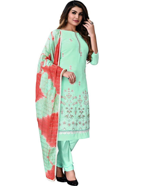 Sea Green Georgette Pant Salwar Suits Closure View