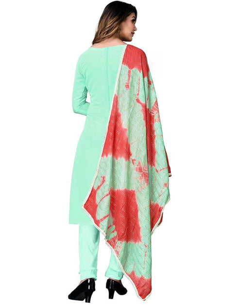Sea Green Georgette Pant Salwar Suits Back View