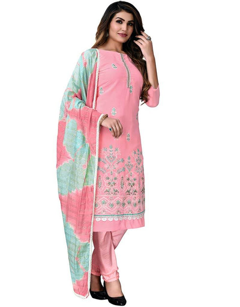 Sweet Pink Georgette Pant Salwar Suits Closure View