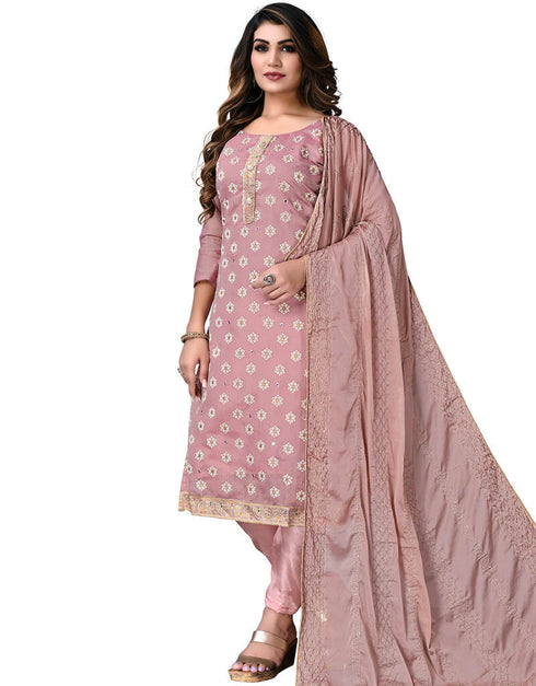 Dusty Pink Modal Chanderi Pant Salwar Suits Closure View