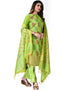 Parrot Green Banarasi Jacquard Palazzo Salwar Suits Closure View